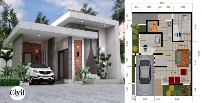 Contoh desain rumah minimalis 2 kamar tidur